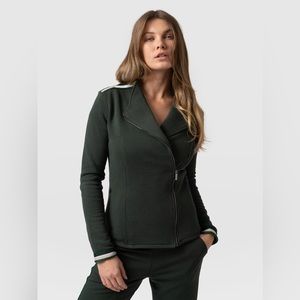 COTTON BIKER JACKET - Size 16 BOTTLE GREEN WITH GREEN/PINK LUREX STRIPE